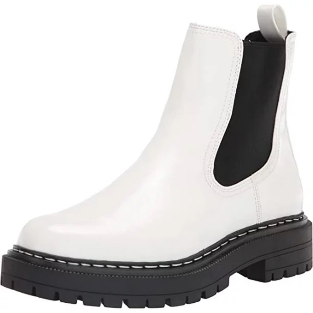 Circus by Sam Edelman Effie White Rounded Toe Chunky Heel Ankle Boots 7.5